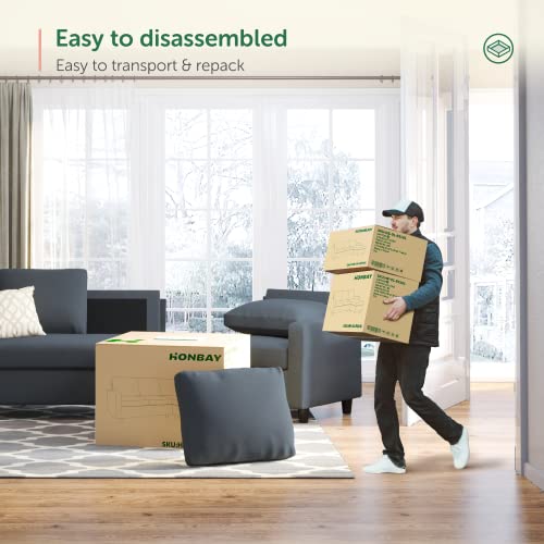 HONBAY Convertible Sectional Sofa, L Shaped Couch with Reversible Chaise for Small Space, Black