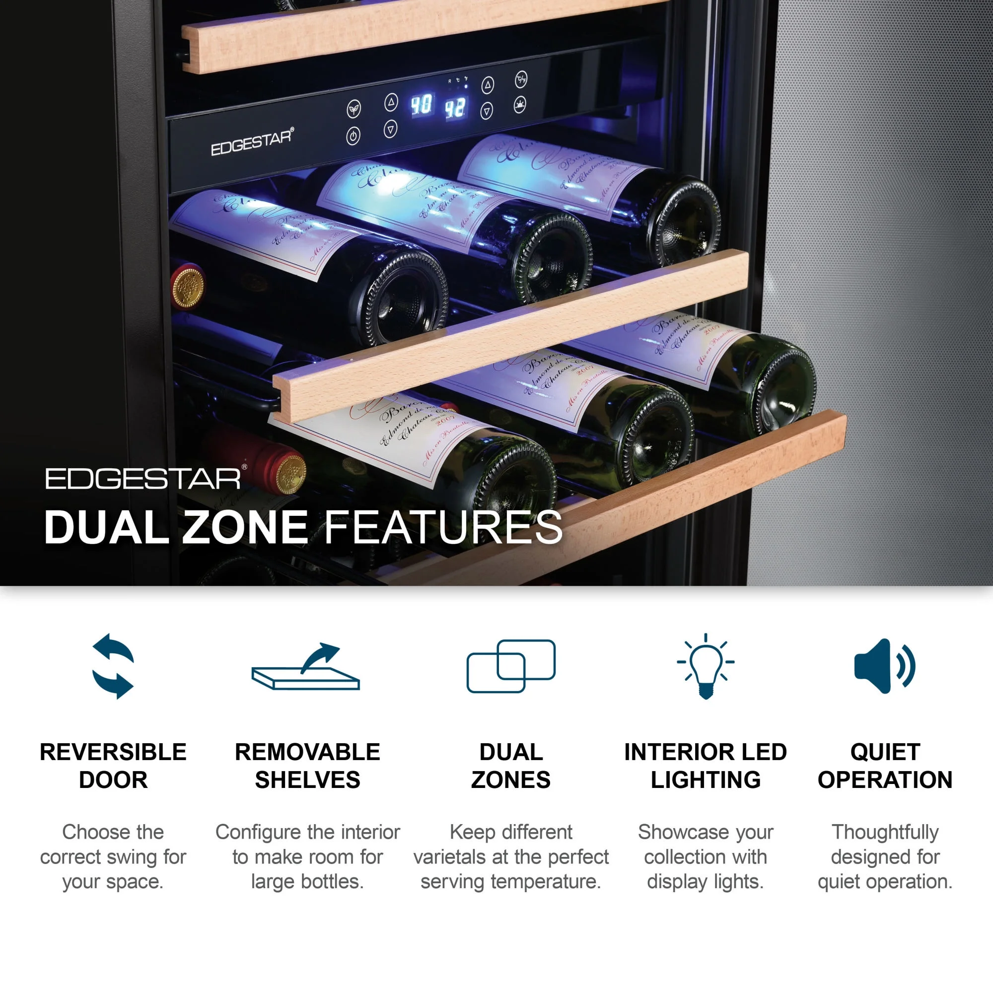 Edgestar Cwf380dz 20 Wide 38 Bottle Capacity Free Standing Wine Cooler - Stainless Steel