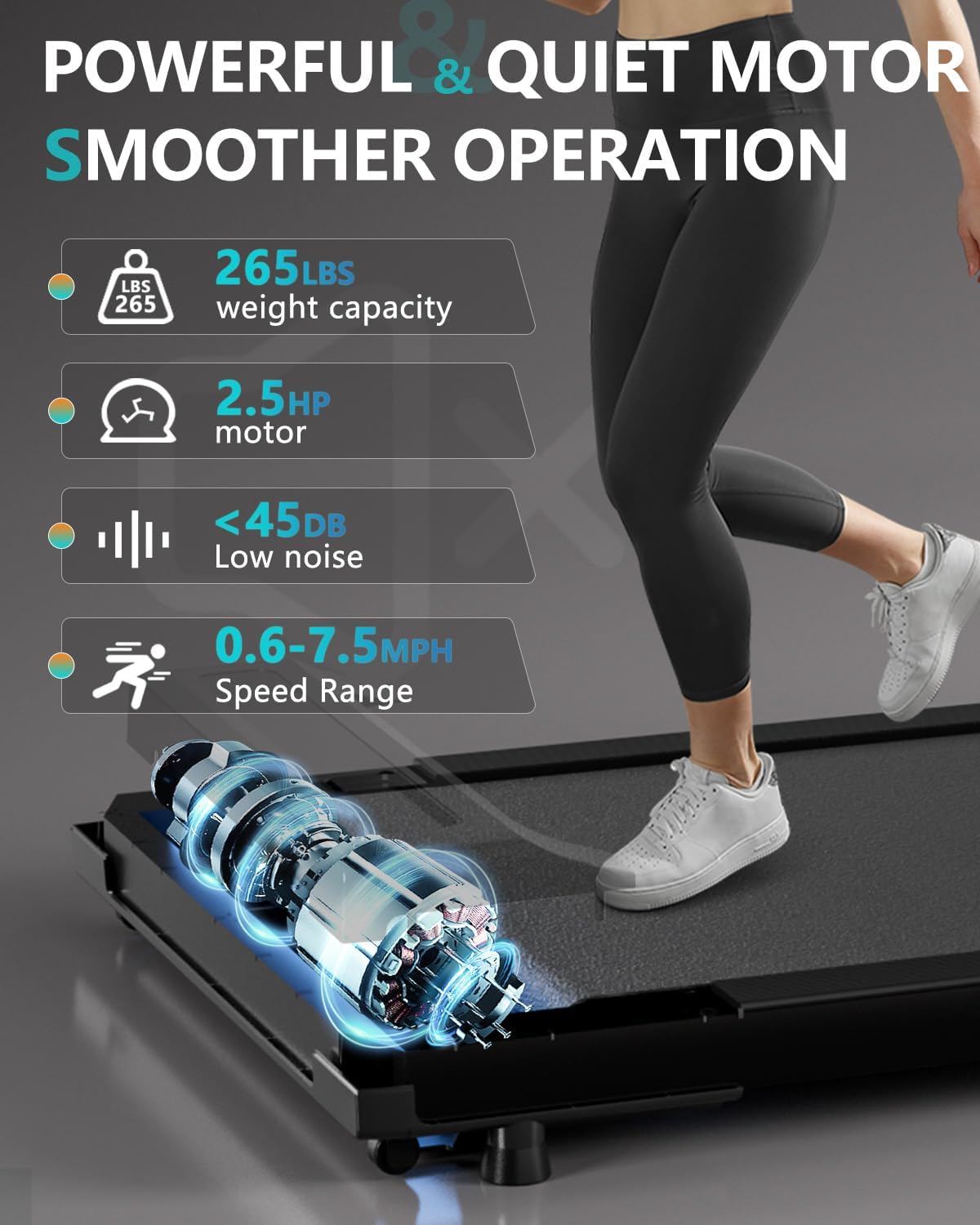 Walking Pad Under Desk Treadmill for Home Office with Remote Control, 2 in 1 for Walking and Jogging, Portable Walking Pad Treadmill Under Desk