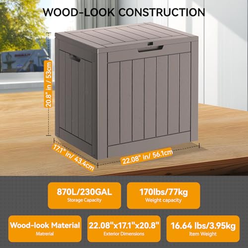 KAMABOKO Outdoor Storage Box, 150 Gallon Large Outdoor Resin Deck Box, Storage Waterproof Boxes Lockable Lid for Garden Tools, Pool Supplies