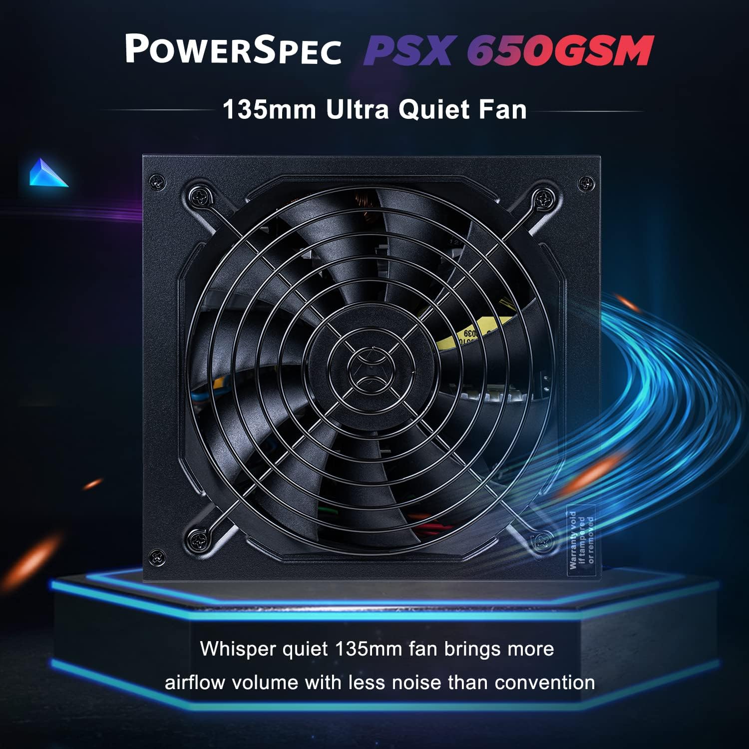 PowerSpec 650W Power Supply 80 Plus Bronze Certified Fixed Cable Non-Modular ATX PSU Active PFC SLI Crossfire Ready Gaming PC Computer Switching