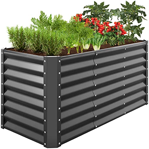 Best Choice Products 8x4x2ft Outdoor Metal Raised Garden Bed, Deep Root Planter Box for Vegetables, Flowers, Herbs