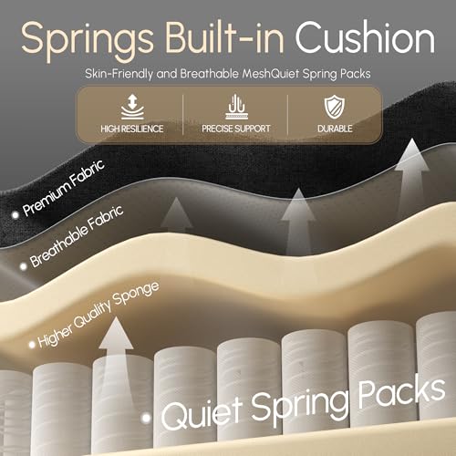 Dowinx Fabric Gaming Chair with Pocket Spring Cushion,Breathable Computer Chair with Massage Lumbar Support and Footrest