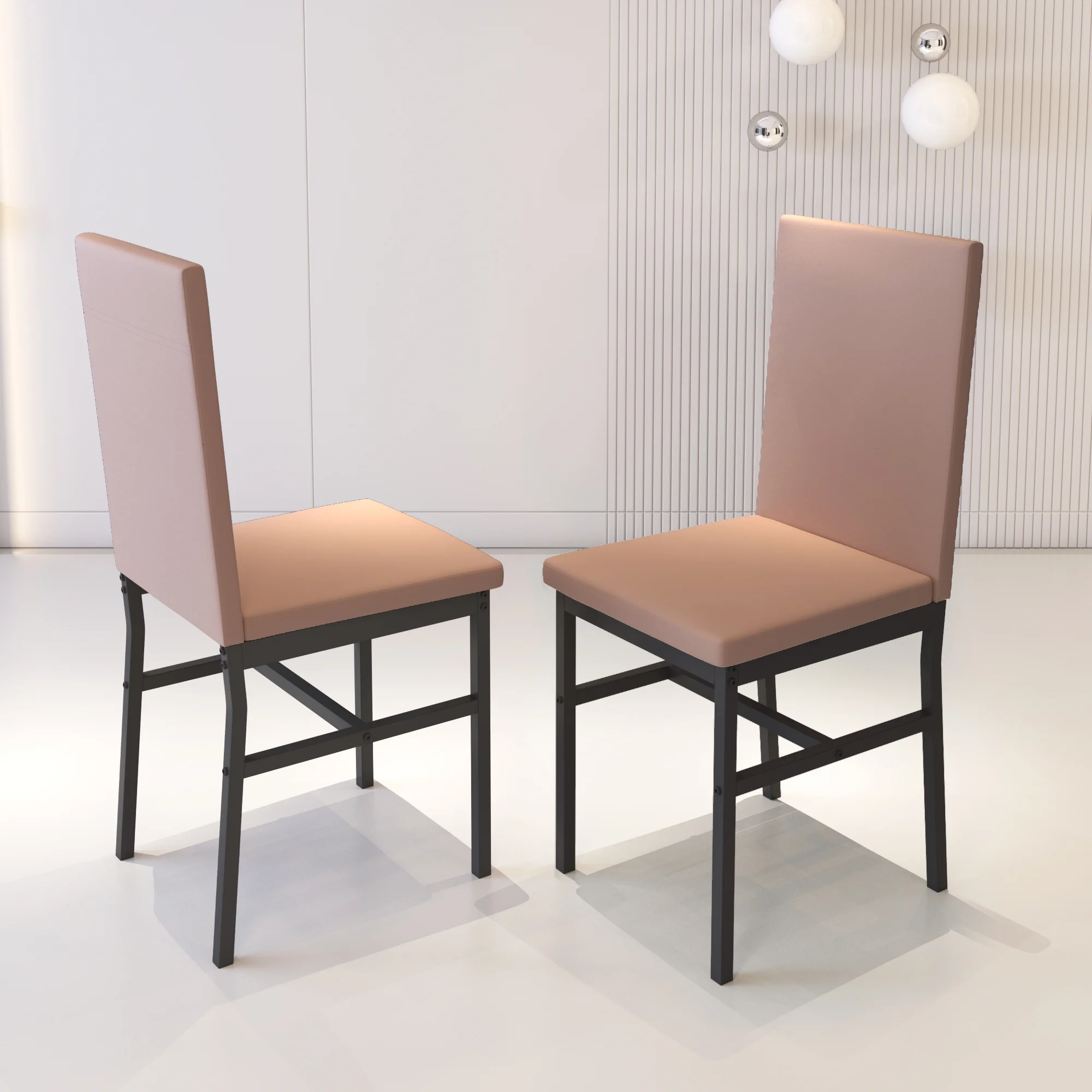5 Piece Kitchen Dining Table Set, Marble Top Dining Set for 4 with Faux Leather Chair, Elegant Dining Room Set, Space Saving Table and Chairs