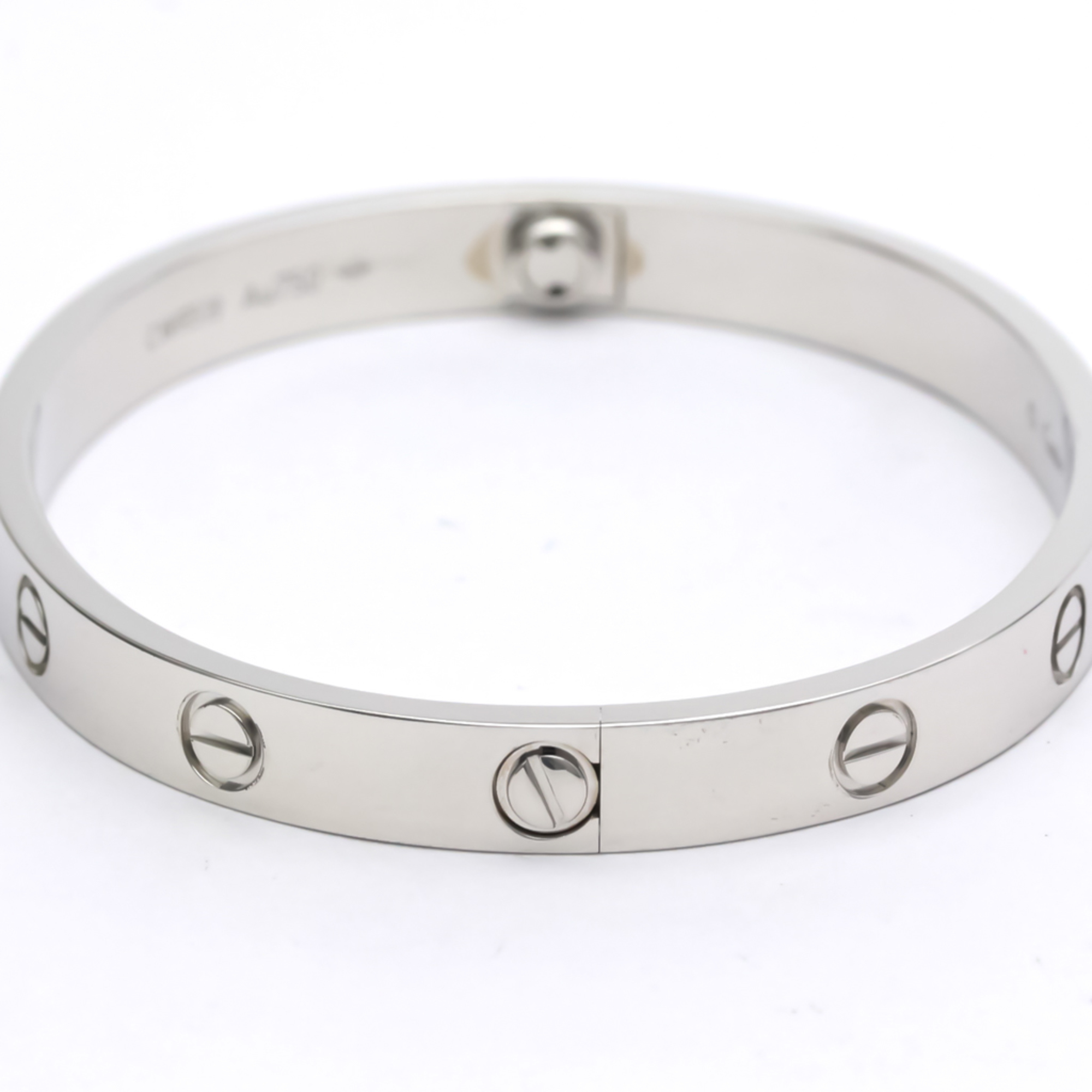 Authenticated Used Polished CARTIER Love Bracelet #17 18K White Gold Bangle BF553596