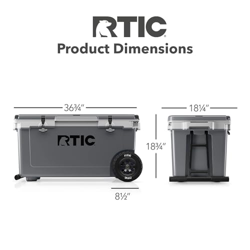 RTIC 72 Quart Ultra-Light Wheeled Cooler Hard Insulated Portable Ice Chest Box for Beach, Drink, Beverage, Camping, Picnic, Fishing, Boat, Barbecue
