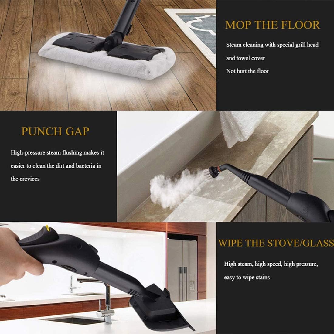 WUQIAO (2.8L Large Capacity) 3300W Steam Cleaner, Chemical-Free Cleaning Heavy Duty Household Steamer, Multipurpose Steam Mop for Home 4M Power Cord