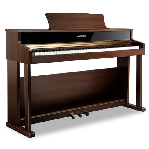 AODSK 88 Key Digital Piano,Weighted Hammer Action Digital Piano with Full-Size Weighted Keys,Triple Pedal,Beginner Bundle with Furniture Stand