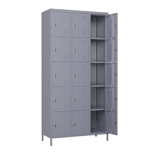 6 Doors Metal Lockers for Employees 72" H Storage Cabinet Lockable Locker with Shelves Steel Storage Locker for Gym School Office Home Requires