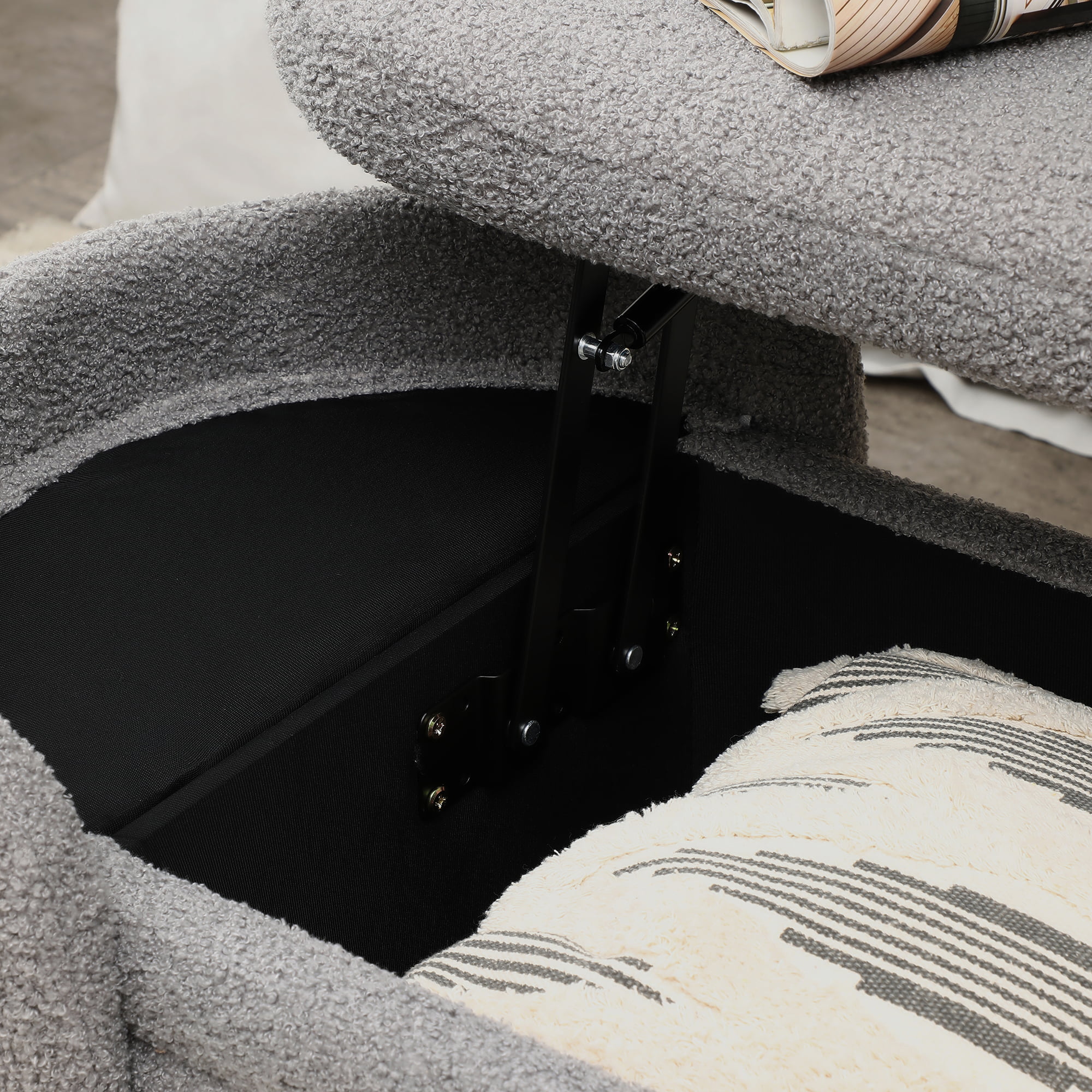 Holaki Modern End of Bed Bench with Storage Upholstered Sherpa Fabric Large Storage Bench Ottoman Shoe Stool Long Bench Window Sitting Toy Storage