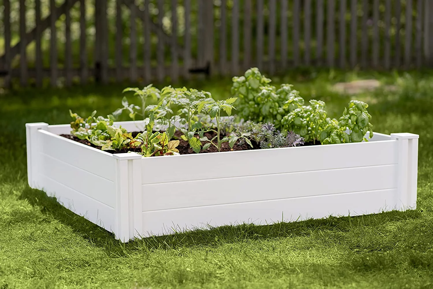 Vita Classic 4 ft x 4 ft x 11 in White Vinyl Raised Garden Bed, VT17108 - Curated Treasures Market
