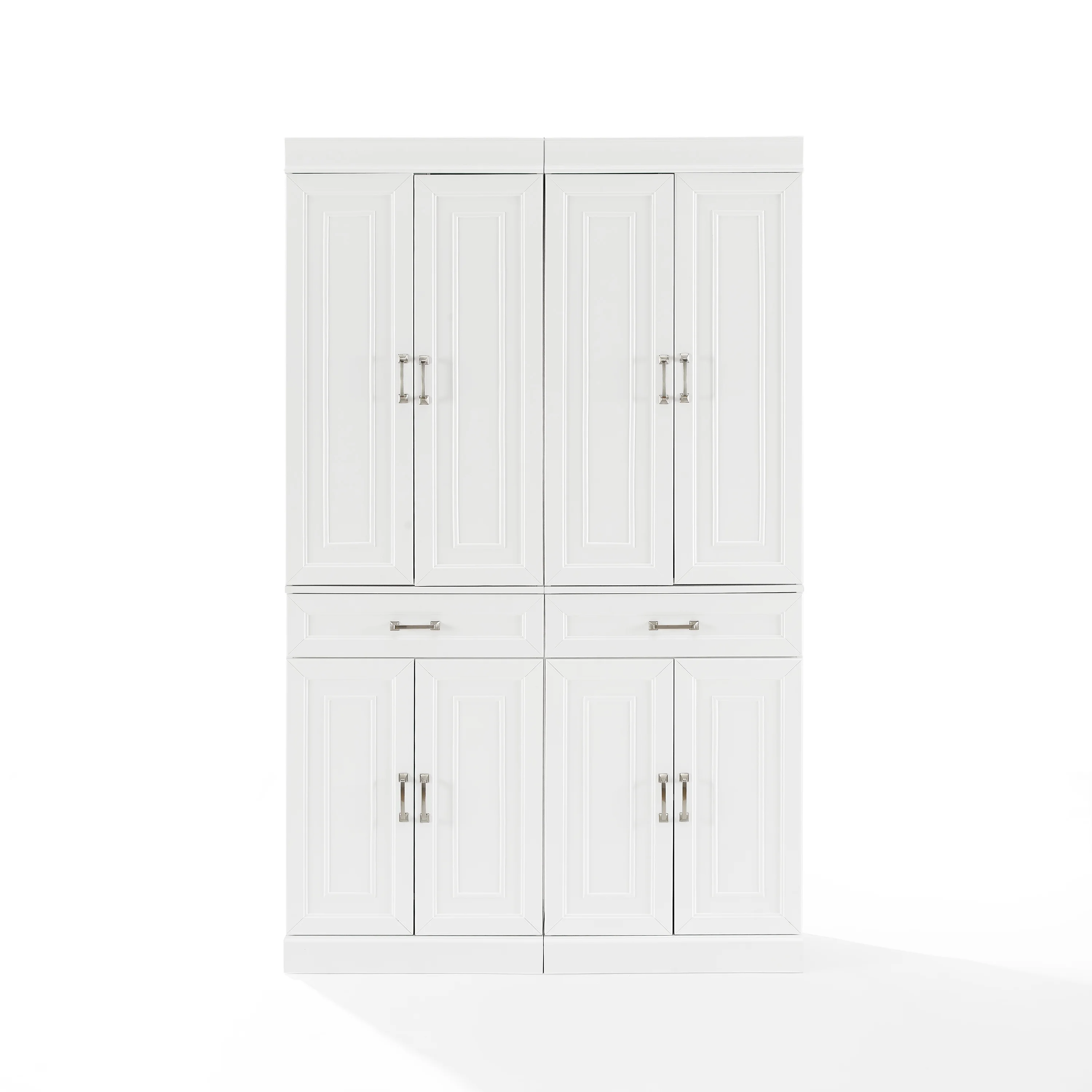 Crosley Furniture Stanton Traditional MDF Wood Pantry in White (Set of 2)