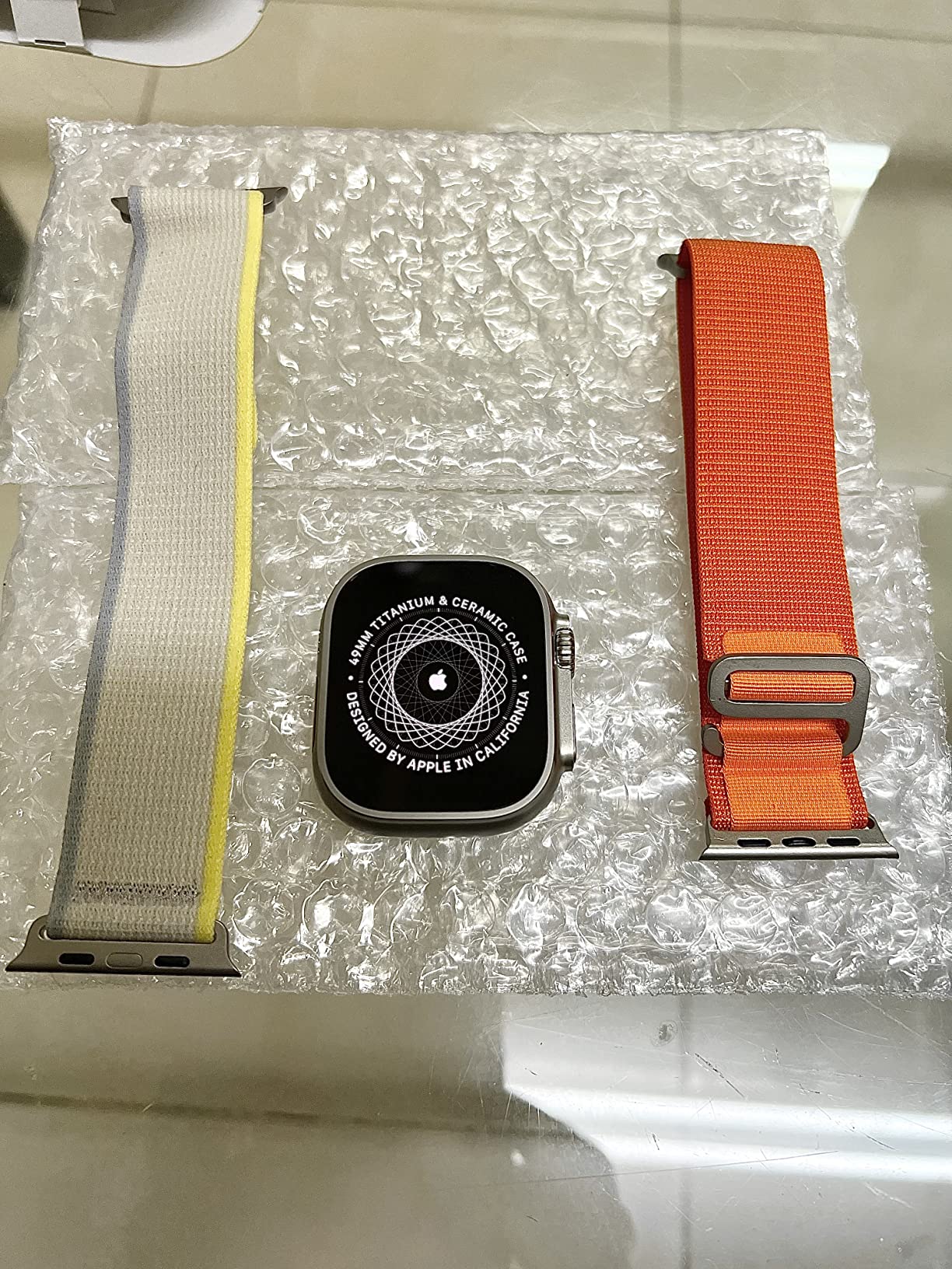 Apple Watch Ultra [GPS + Cellular 49mm] Smart Watch wRugged Titanium Case & Orange Alpine Loop Medium