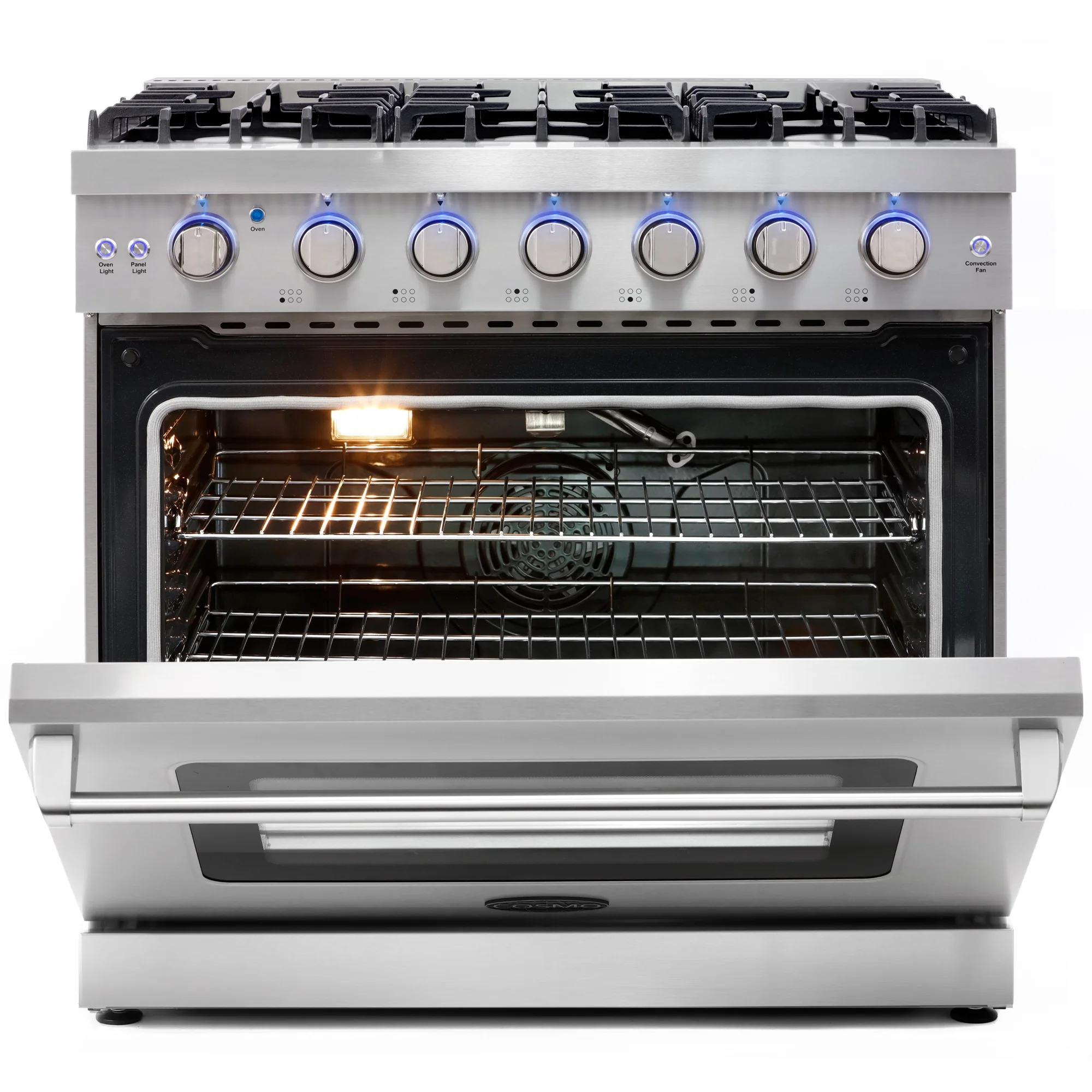 Cosmo 3 Piece Kitchen Appliance Packages with 36" Freestanding Gas Range Kitchen Stove 36" Wall Mount Range Hood & 24" Built-in Fully Integrated