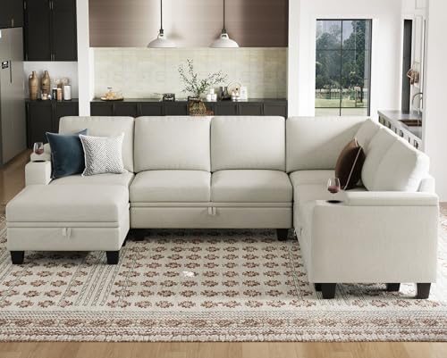 Belffin Modular Sectional Sofa Couch with Storage U Shape Convertible Corner Couches for Living Room Dark Grey Couch