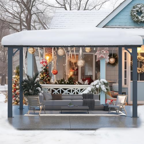 AECOJOY 10&rsquo; x 10&rsquo; Gazebo, Wall Mounted Gazebos Pergola on Clearance, Outdoor Patio Lean to Gazebo Awnings for Deck, Porch