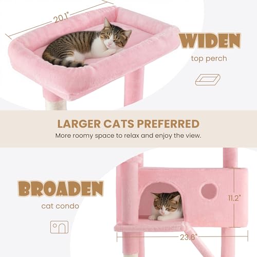 SHA CERLIN 81in Multi-Level Tall Cat Tree Tower for Indoor Kitties/Larger Cat Condo Furniture with Hammock/Cozy Pussycat Perches/Sisal Scratching