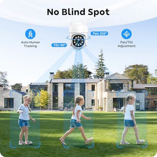 CAMCAMP Wireless Security Camera System, Expandable 16CH 4K NVR, 8PC PTZ WiFi Cameras for Home Security with Auto Human Tracking, 2 Way Audio