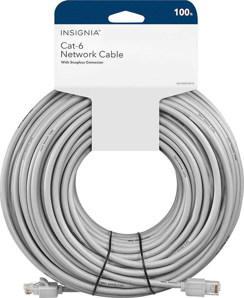 Insignia - 100& Cat-6 Ethernet Cable - Gray