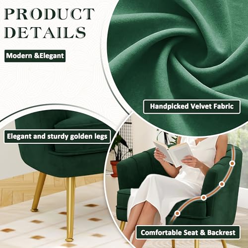 Andeworld Velvet Accent Chair, Upholstered Modern Single Sofa Side Chair