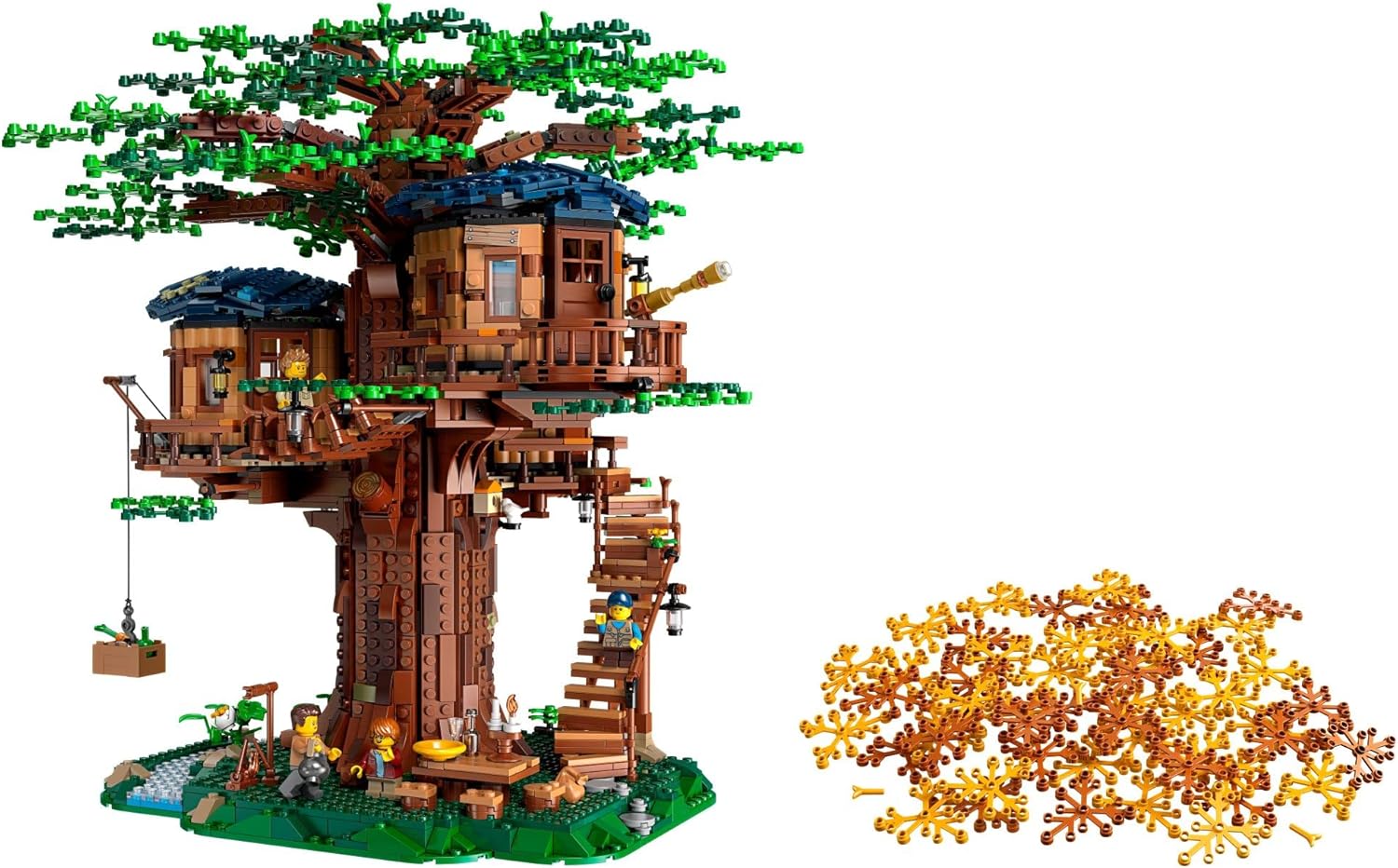 LEGO Ideas Tree House 21318, Model Construction Set for 16 Plus Year Olds with 3 Cabins, Interchangeable Leaves, Minifigures and a Bird Figure