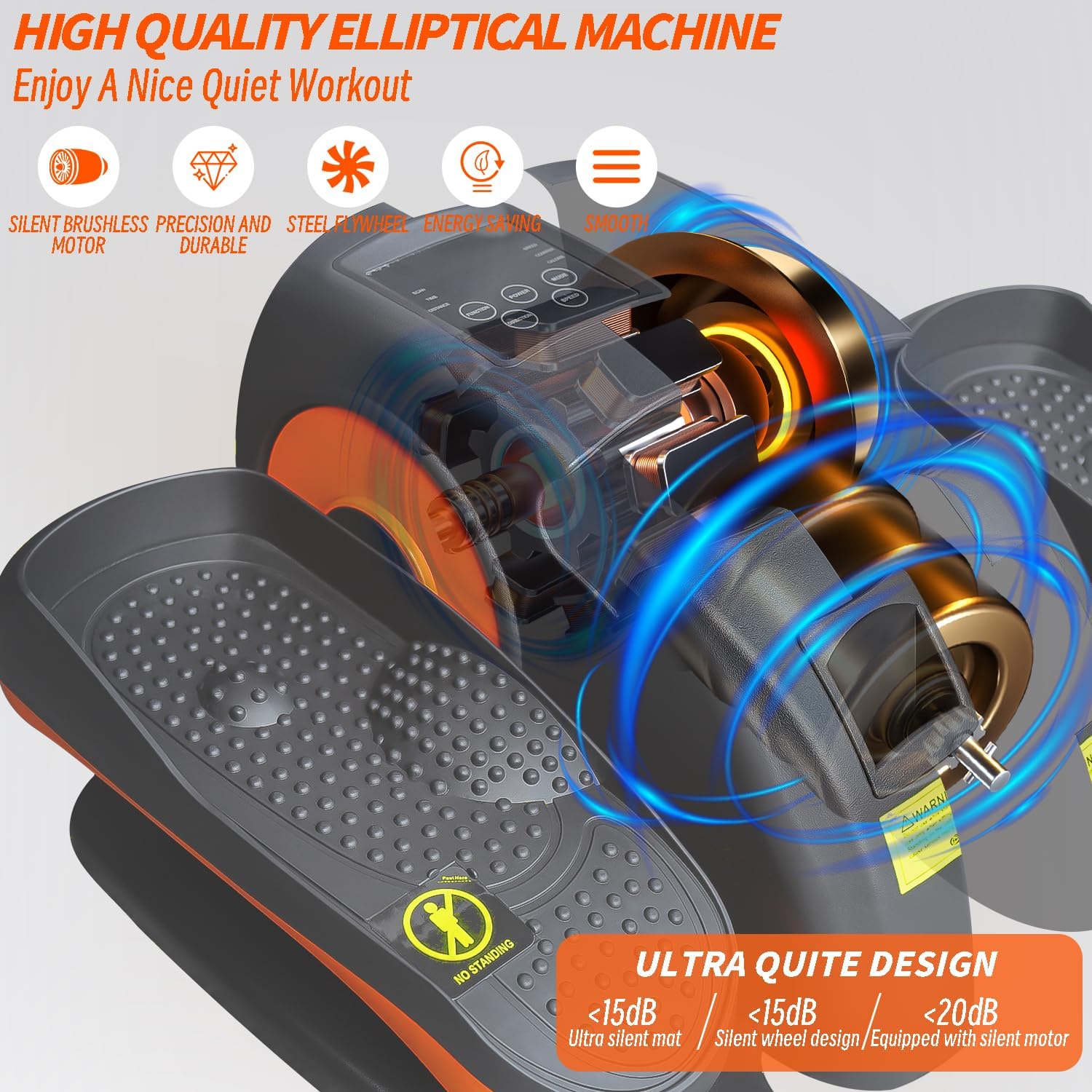 QYIQYA Under Desk Elliptical Elliptical Machines, Portable Mini Elliptical for Home, Under Desk Bike Pedal Exerciser Exerciser for Seniors