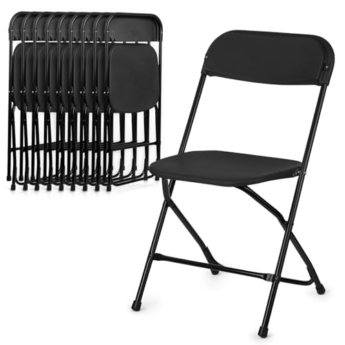 Athena Collection Red Plastic Folding Chairs for Adults, 10 Pack