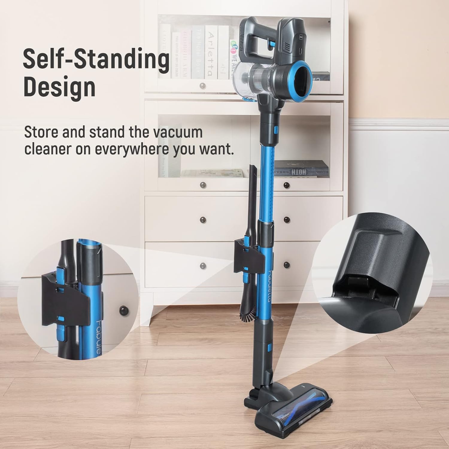 FABULETTA 24 Kpa Cordless Vacuum Cleaner - 6 in 1 Lightweight Stick Vacuum with Powerful Suction 250W Brushless Motor, for Pet Hair Carpet Hard Floor
