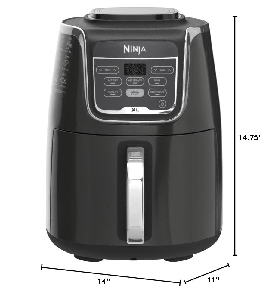 Ninja Air Fryer, Roast, Bake, Air Fry, Roast, Broil, Reheats, & Dehydrates, 4-in-1, Fries, Frozen Food, Veggies, and Juicy Meat, Less Oil, Easy Meals