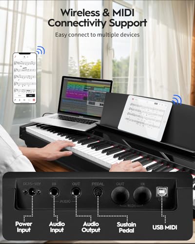 STRICH Digital Piano 88 Key Full Size Weighted Keyboard, Hammer-Action Portable Electric Piano For Beginner Adults, Bundle With Sustain Pedal