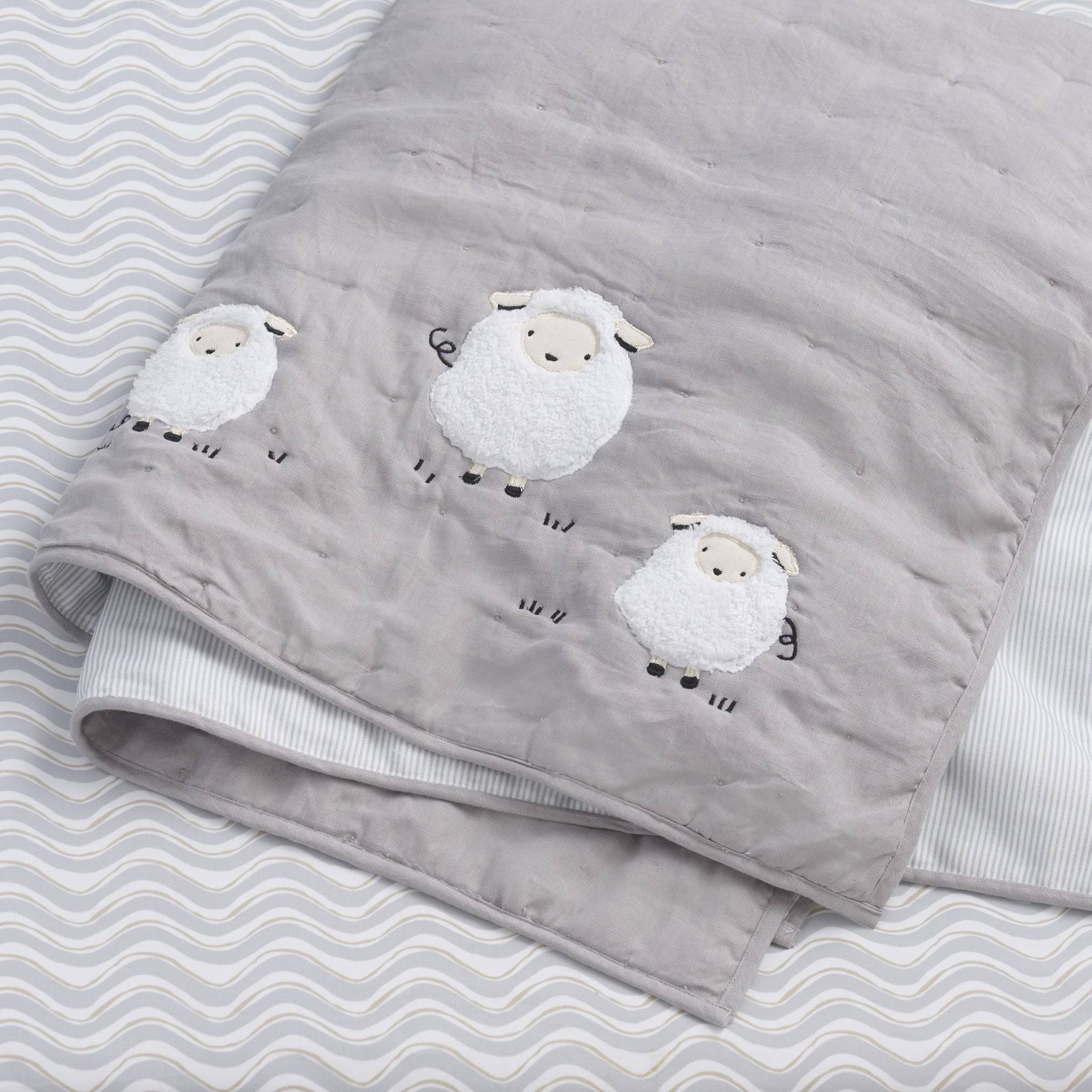 (New) Lambs u0026 Ivy Signature Goodnight Sheep 4 Piece Crib Bedding Set