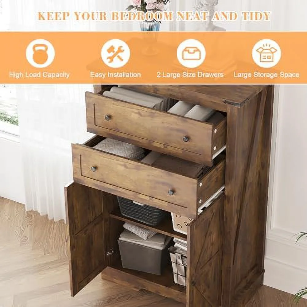 RUNFAYBIU Farmhouse Dresser for Bedroom   Dressers Organizer  Rustic Tall Chest of Drawers for Bedroom  Living Room  Hallway  White