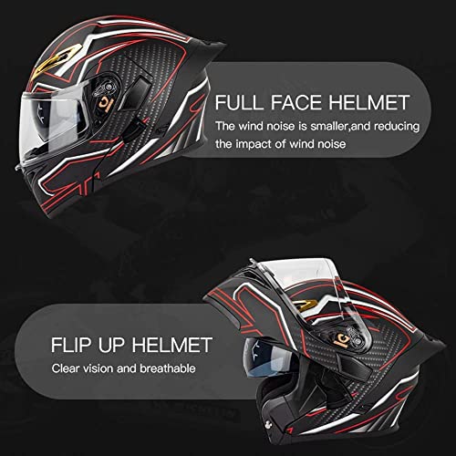 Motocross Bluetooth Full Face Helmet Adults Dirt Bike Flip up Motorcycle Helmet Modular Dual Anti-Fog Visors Built-in MP3 Speaker for ATV MTB Four