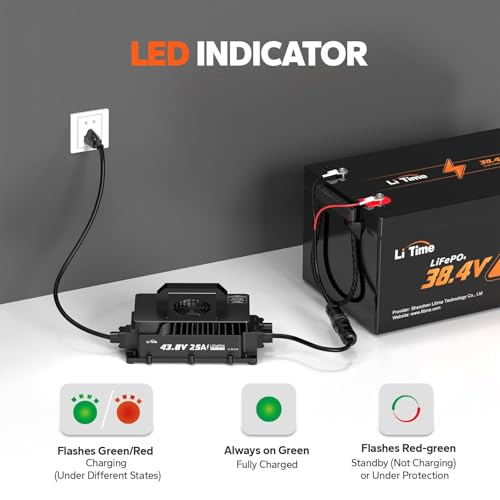 LiTime 36V 50Ah Trolling Motor Bluetooth 5.0 Low-Temp Protection LiFePO4 Battery with 43.8V 25A Charger, Buit in 50A BMS