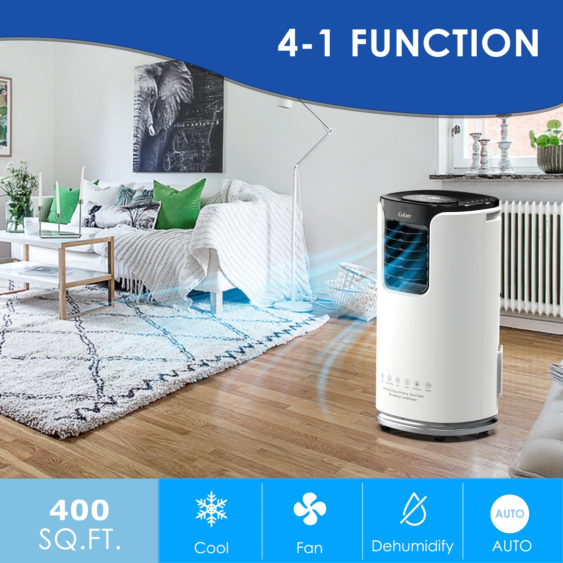 COLZER 14,000 BTU Portable Air Conditioners for 500 Sq. ft. Large Room with Installation Kit