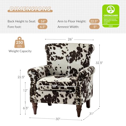 HULALA HOME Modern Wingback Accent Chair with Wood Legs & Removable Cushion, Comfy Upholstered Armchair with Nailhead Trim