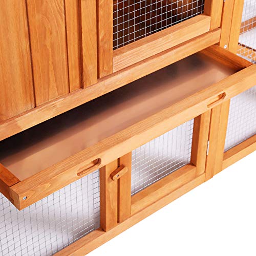 Ogrmar Chicken Coop Large Wooden Outdoor Bunny Rabbit Hutch Hen Cage with Ventilation Door