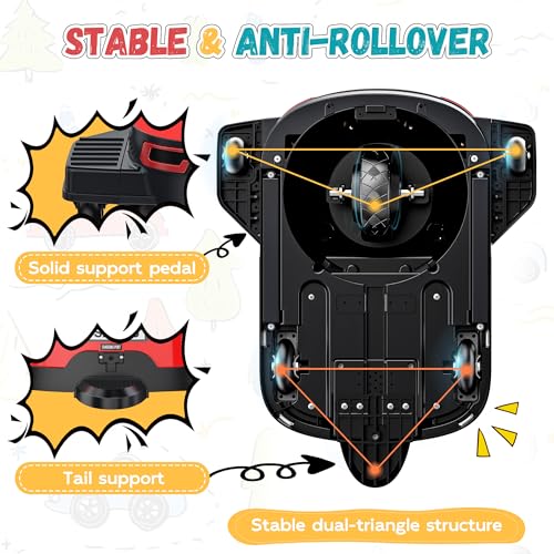 ANPABO 24V Kids Riding Toys for 3-12, 180W Quiet Brushless Motor, Max 5Mph, Ride On Toys w/Stepless Throttle, Safety Speed Limit