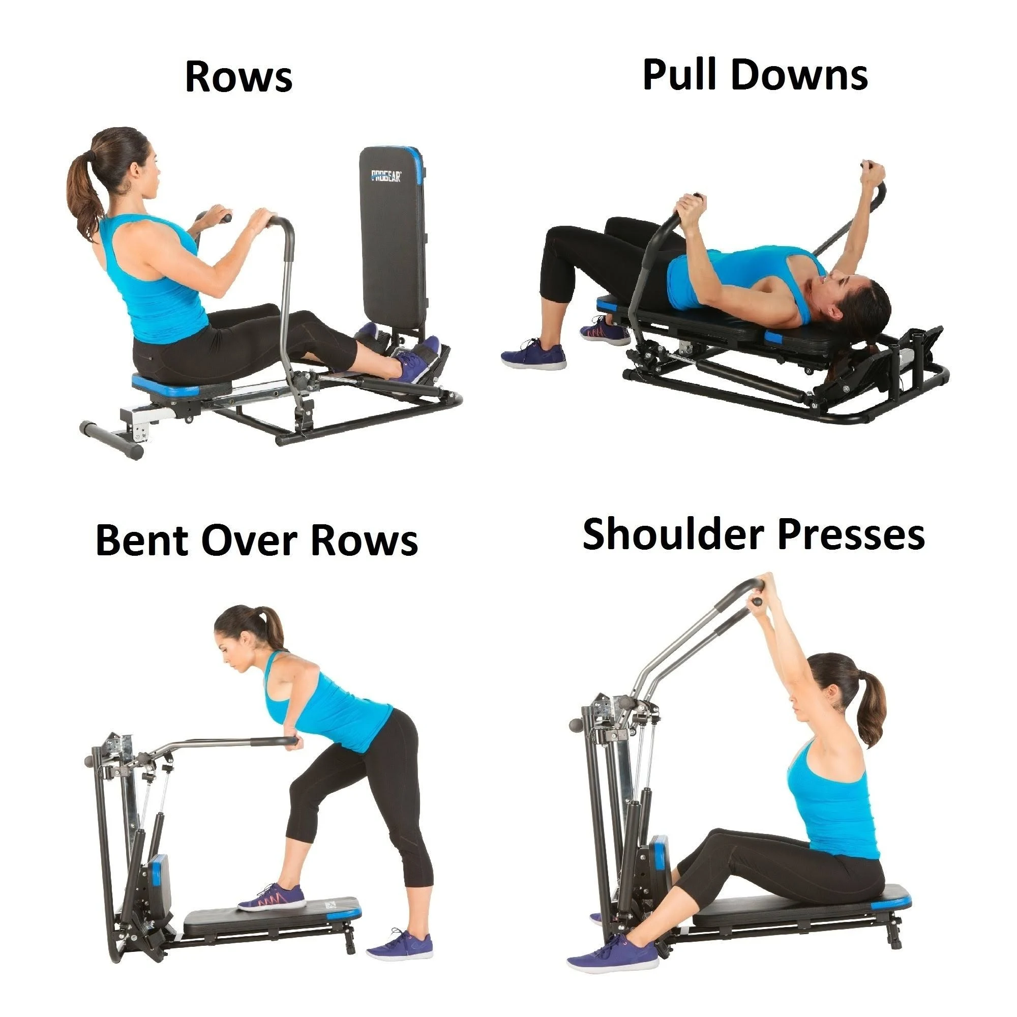 Progear 750 Rower Rowing Machine with Additional Multi Exercise Workout Capability, Black