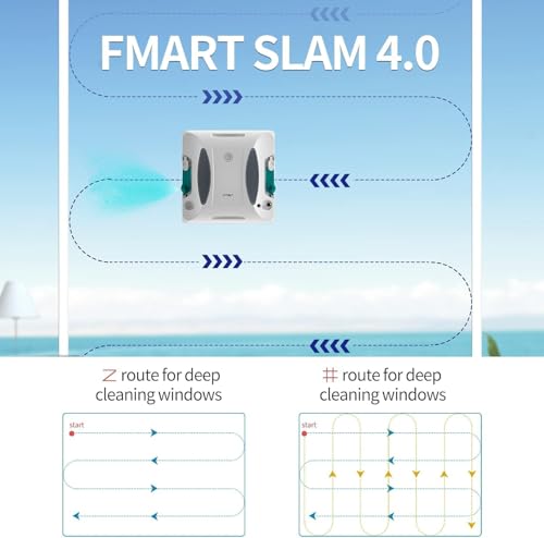 FMART Window Cleaner Robot Double-Sided Spray Water, 3800Pa Strong Suction Smart Window Cleaning Robot