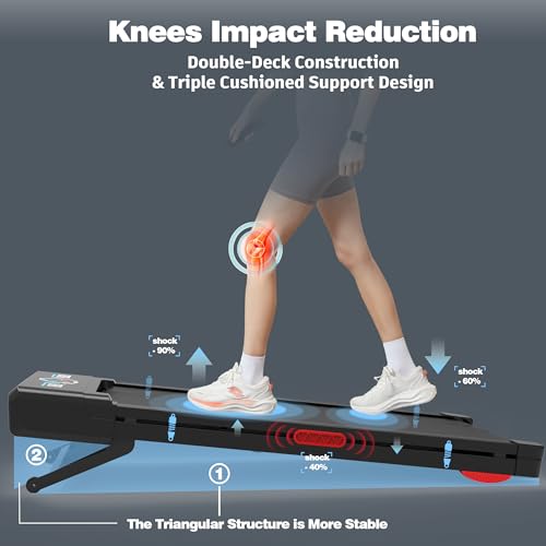 Walking Pad Treadmill with 12% 9-Level Auto Incline, 450 lbs Capacity RGB LED Screen, Bluetooth Speaker Under Desk Treadmill
