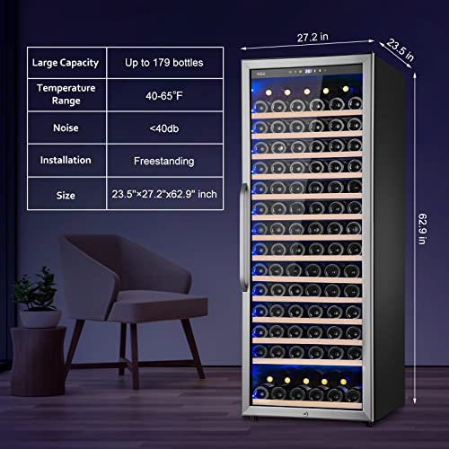 Cigar Electric Humidor, 35L 250 Counts Large Capacity Thermostatic Electric Cigar Cooler Cabinet with Digital LED Screen, Safety Lock