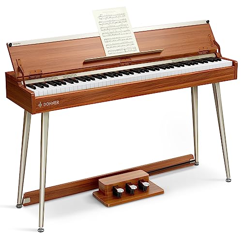 Donner DDP-80 PLUS Digital Piano 88 Key Weighted Keyboard, Home Electric Piano, Supports USB-MIDI & Headphones Connection, Semi-open Cover Designed