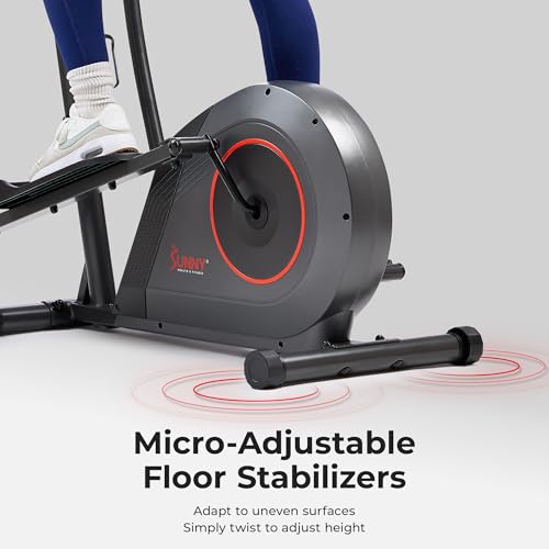 Sunny Health & Fitness Smart Upright Elliptical w/Pulse Sensor Built-in, Indoor Full-Body Cross-Training & Cardio Exercise Machine for Home