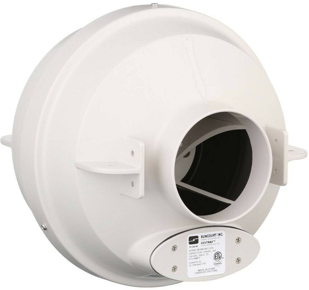 Suncourt Rdk04 Radon Mitigation Fan Kit 4 in. Fan with 4 in. to 4 in. Couplers and Air Pressure Indicator