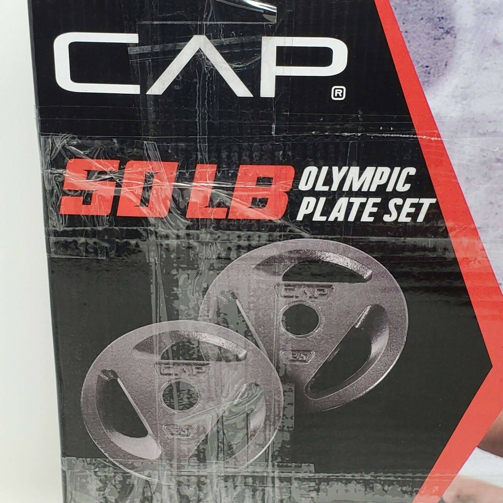 Cap 50lb Olympic Weight Plate Set (2) 25 lb Plates Cast Iron