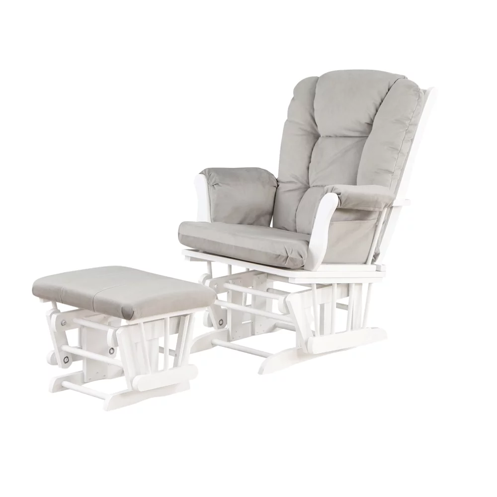 AFG Baby Alice Solid Wood Glider Chair and Ottoman in White