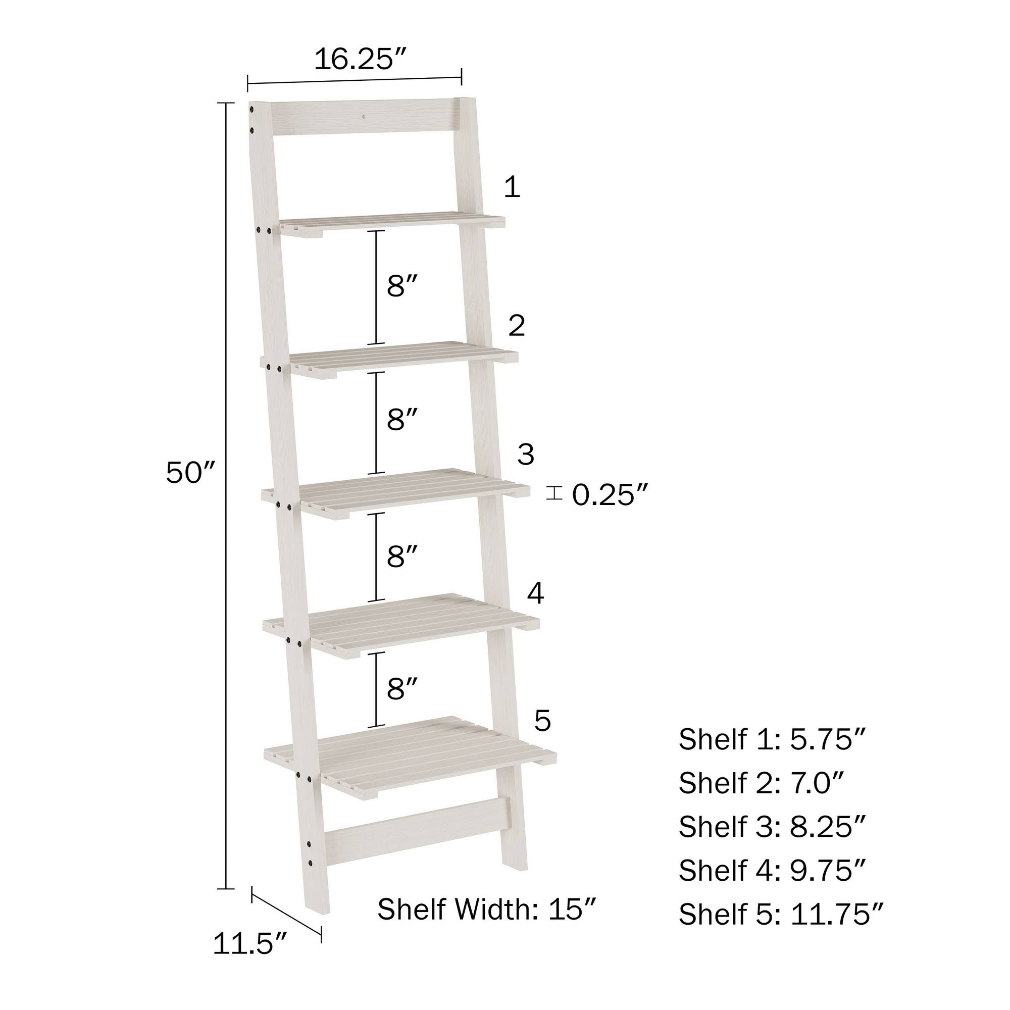 Hastings Home 5-Tier Ladder-Style Bookcase, White