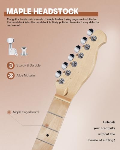 Leo Jaymz DIY Single Cut Electric Guitar Kits with Mahogany Body and Neck - Rosewood Fingerboard and All Components Included (LP Hollow)
