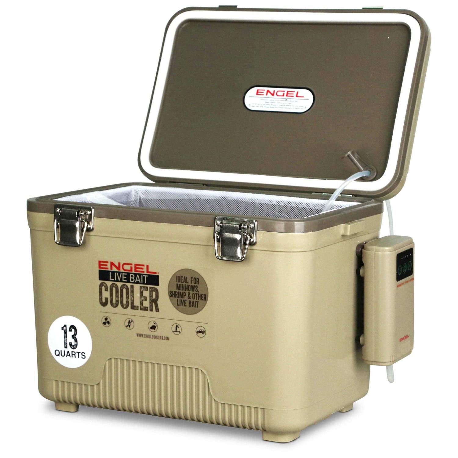 Engel Live Bait Pro Cooler with Rechargeable Aerator &amp; Stainless Hardware - Sports Supplies Online Store